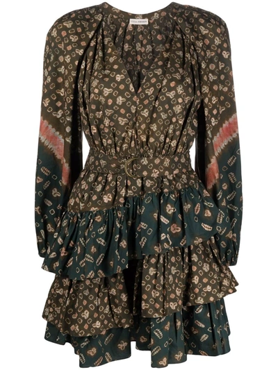Ulla Johnson Miranda Shibori-print V-neck Mini Dress In Multi