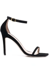 Stuart Weitzman Nudistcurve 100 Sandals In Black Patent Leather In Black
