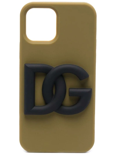 Dolce & Gabbana Logo-embossed Iphone 12 Pro Case In Khaki