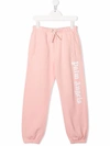Palm Angels Kids' Pink Cotton Jogger With Logo Print