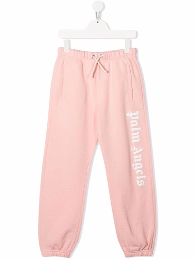 Palm Angels Kids' Pink Cotton Jogger With Logo Print