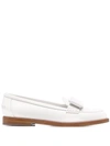 Ferragamo Vivaldo Leather Bow Loafers In White