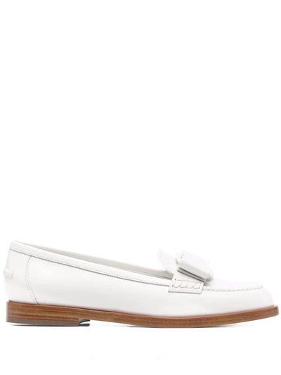 Ferragamo Viva Bow-embellished Loafers In White