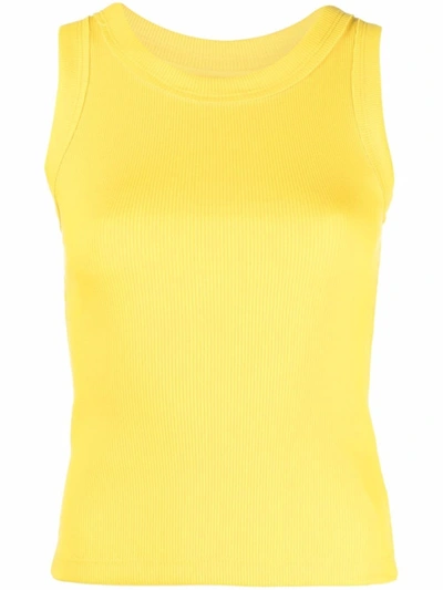 Styland Organic Cotton-blend Waistcoat Top In Yellow