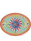 Dolce & Gabbana Carretto-print Wood Tray In Red