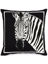 Dolce & Gabbana Small Zebra-print Velvet Cushion In Black
