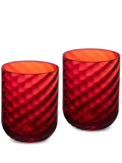 Dolce & Gabbana Hand-blown Murano Water Glasses (set Of 2) In Red
