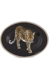 Dolce & Gabbana Leopard-print Wooden Tray In Black
