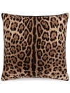 Dolce & Gabbana Medium Leopardo-print Velvet Cushion In Brown