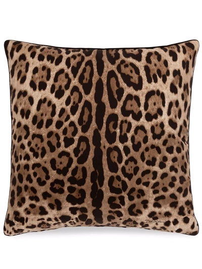 DOLCE & GABBANA LEOPARD-PRINT SILK TWILL CUSHION