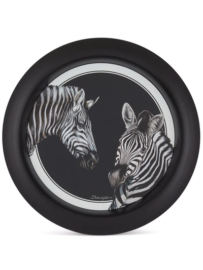 Dolce & Gabbana Zebra-print Lacquered Tray (42cm) In Black