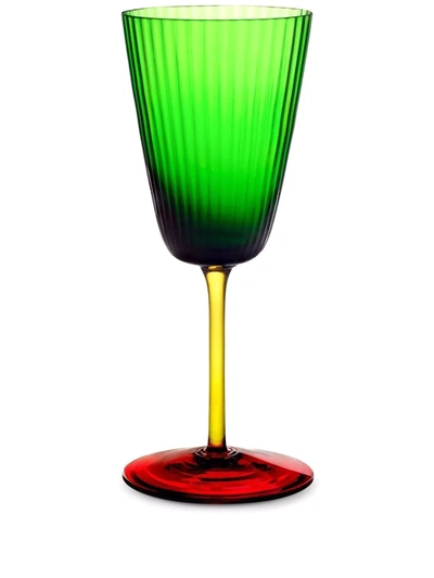 Dolce & Gabbana Hand-blown Murano White Wine Glass In Multicolor