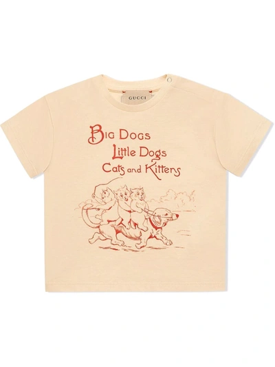 Gucci Babies' Graphic-print Cotton T-shirt In Beige