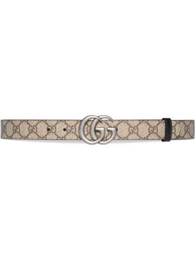 Gucci Gg Marmont Reversible Thin Belt In Black