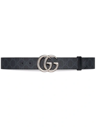 Gucci Gg Marmont Reversible Thin Belt In Black