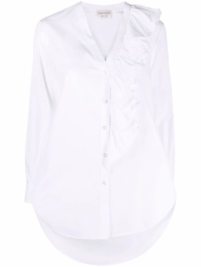 Alexander Mcqueen Cotton Ruffles Shirt In White