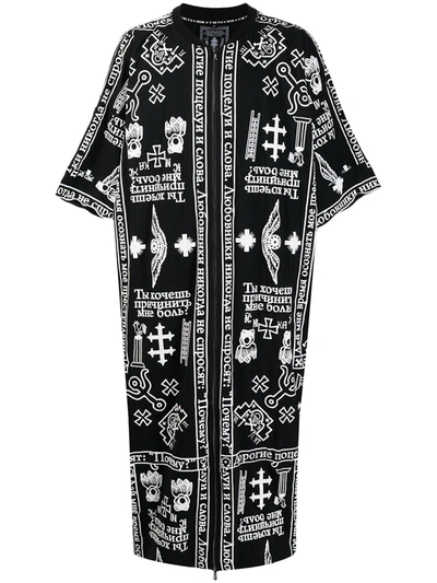 Ktz Church Print Zipped Kaftan In Black