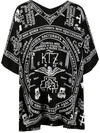 Ktz Church Print Kaftan Shirt In Black/white