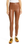 Rag & Bone Nina High Waist Pull On Faux Leather Skinny Pants In Cognac