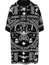 Ktz Church Print Hooded Kaftan In Schwarz