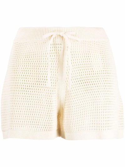 Nanushka Crochet Tie-fastening Shorts In Beige