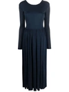 Aeron Long-sleeve Pleated Dress In Blau