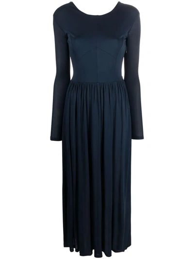 Aeron Long-sleeve Pleated Dress In 440 Dark Turquoise