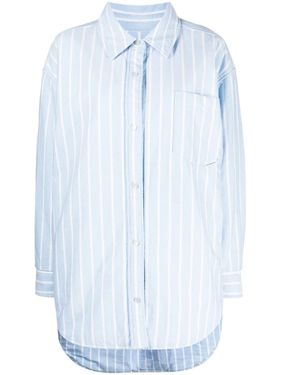Alexander Wang Striped Padded Shirt Jacket In Blue