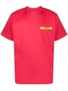 Ferrari Logo Embroidery Cotton T-shirt W/ Pocket In Rot