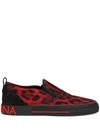 Dolce & Gabbana Custom 2.zero Slip-on Sneakers In Leopard-print Cotton In Rot