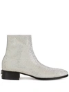 DOLCE & GABBANA CRYSTAL-EMBELLISHED LEATHER ANKLE BOOTS