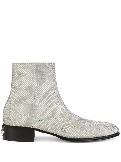 Dolce & Gabbana Crystal-embellished Leather Ankle Boots  display picture 3