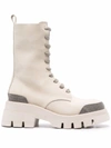 Brunello Cucinelli Monili-embellished Lace-up Boots In Nude