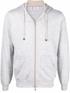 Brunello Cucinelli Zip-up Hooded Sweat Top In Grau
