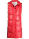 Brunello Cucinelli Down-padded Leather Gilet Coat In Rot