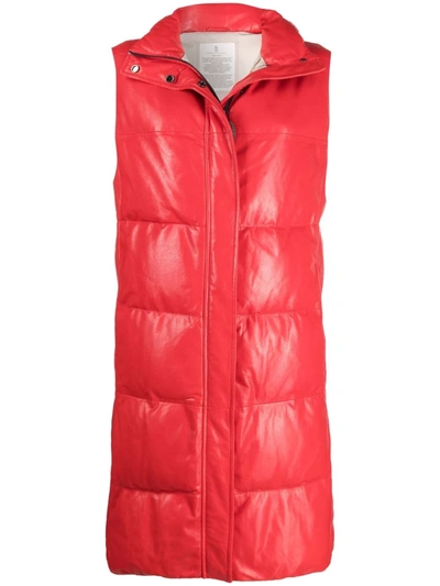 Brunello Cucinelli Down-padded Leather Gilet Coat In Rot