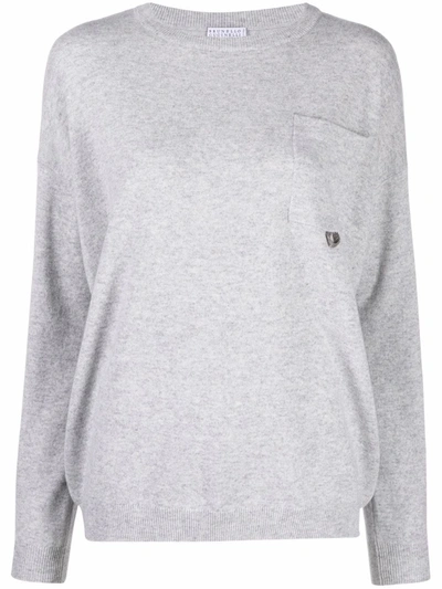 Brunello Cucinelli Jersey-knit Jumper In Grau