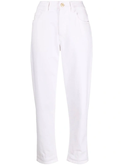 Brunello Cucinelli High-waisted Tapered Trousers In White