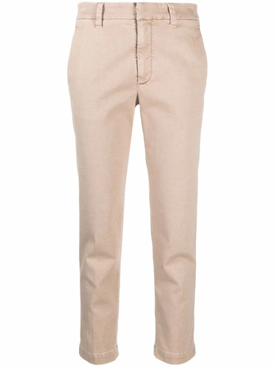 Brunello Cucinelli Cropped Cotton Chino Trousers In Neutrals