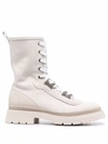 Brunello Cucinelli Lace-up Cargo Ankle Boots In Weiss