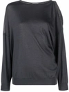 Brunello Cucinelli Single Cold-shoulder Jumper In Grau