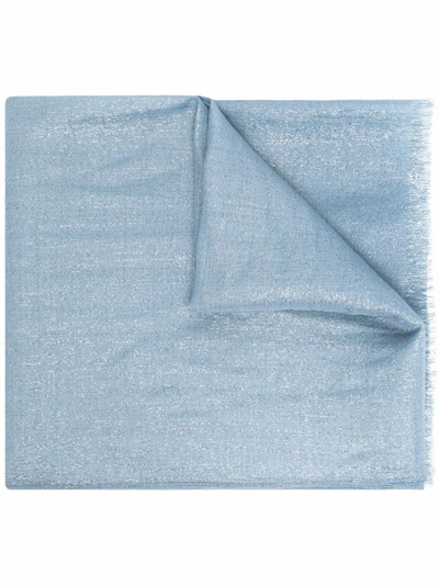 Brunello Cucinelli Metallic Cashmere-blend Scarf In Crystal Blue
