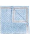 Brunello Cucinelli Spotted Cotton-linen Blend Handkerchief In Blau