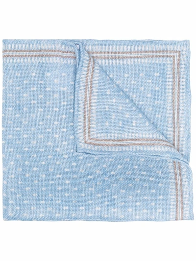 Brunello Cucinelli Spotted Cotton-linen Blend Handkerchief In Blau
