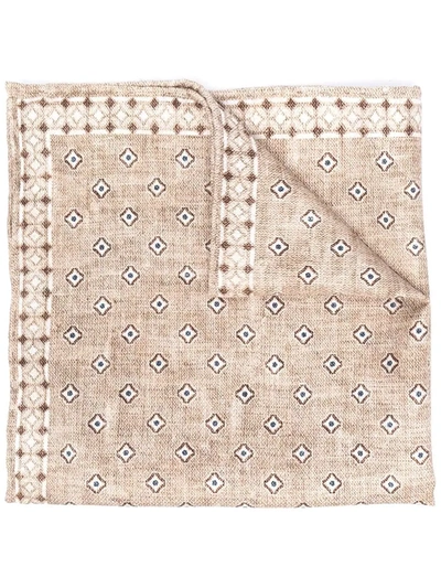Brunello Cucinelli Printed Silk Handkerchief In Marrone