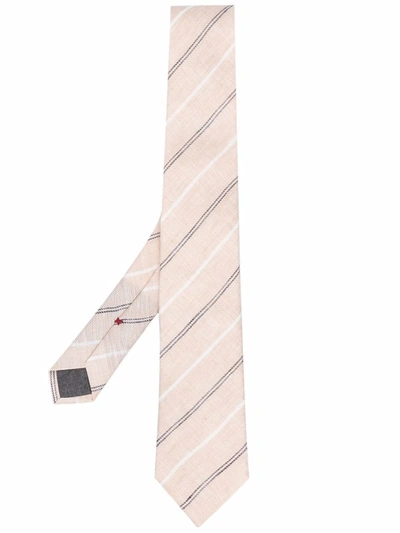 Brunello Cucinelli Stripe-print Tie In Nude