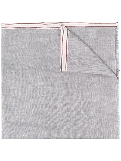 Brunello Cucinelli Solid Border Scarf In Grey