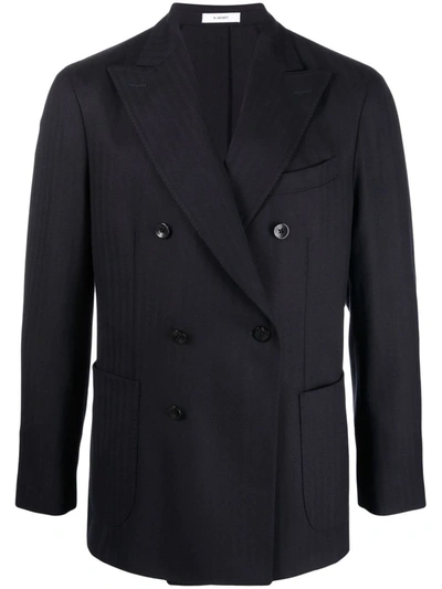 Boglioli Double-breasted Pinstripe Blazer In Blau