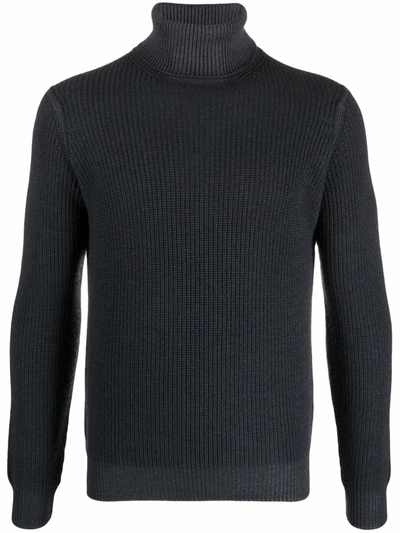 Dell'oglio Merino Roll Neck Jumper In Schwarz