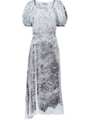 Prada Coral-print Silk Midi Dress In Grau